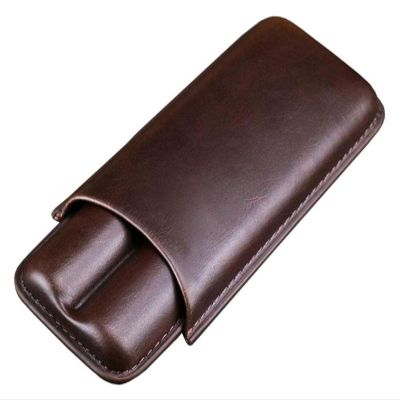 Cigar Humidor Humidor Travel Cigar Humidor Tube Leather Cigar Pouch Portable Cigar Holder Carrying 2 Tubes Cigars Accessories