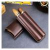 Cigar Humidor Humidor Travel Cigar Humidor Tube Leather Cigar Pouch Portable Cigar Holder Carrying 2 Tubes Cigars Accessories view 2