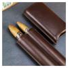 Cigar Humidor Humidor Travel Cigar Humidor Tube Leather Cigar Pouch Portable Cigar Holder Carrying 2 Tubes Cigars Accessories view 3