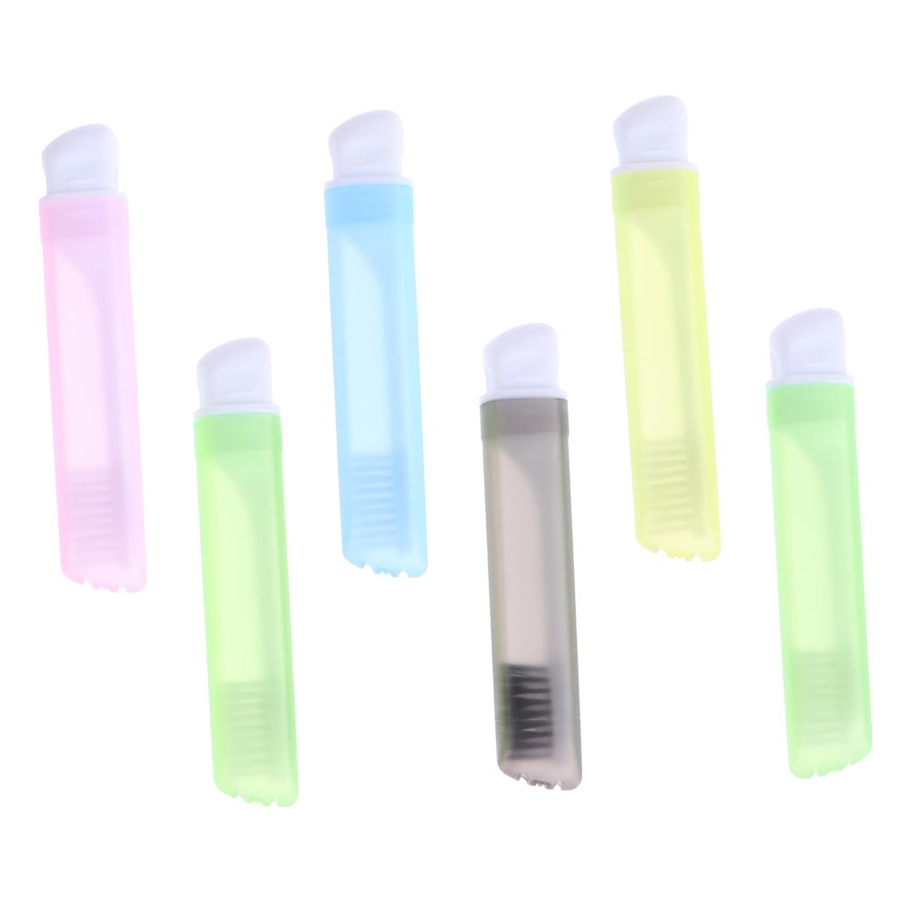 Anneome 6pcs Folding Travel Toothbrush for Boys and Girls Bristles Toothbrush Case Portable Ergonomic Handle Random Color