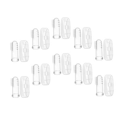 TOVINANNA 10sets Boy Girl Finger Toothbrushes Food-Grade Silicone Oral Accessories for Mouth Cleaning with Storage Cases Massaging Bristles for Teeth and Gum Care