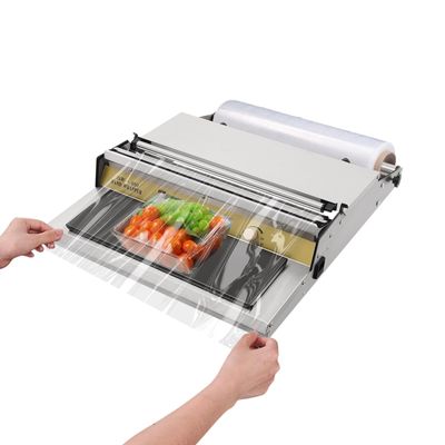 VPABES 18 Inch/45CM Hand Wrapping Machine Film Wrapper for Food Packaging, Large Tray Cling Film Wrapper Dispenser with 5-Level Adjustable Heat, Cutter and Heating Plate Individual On/Off Control