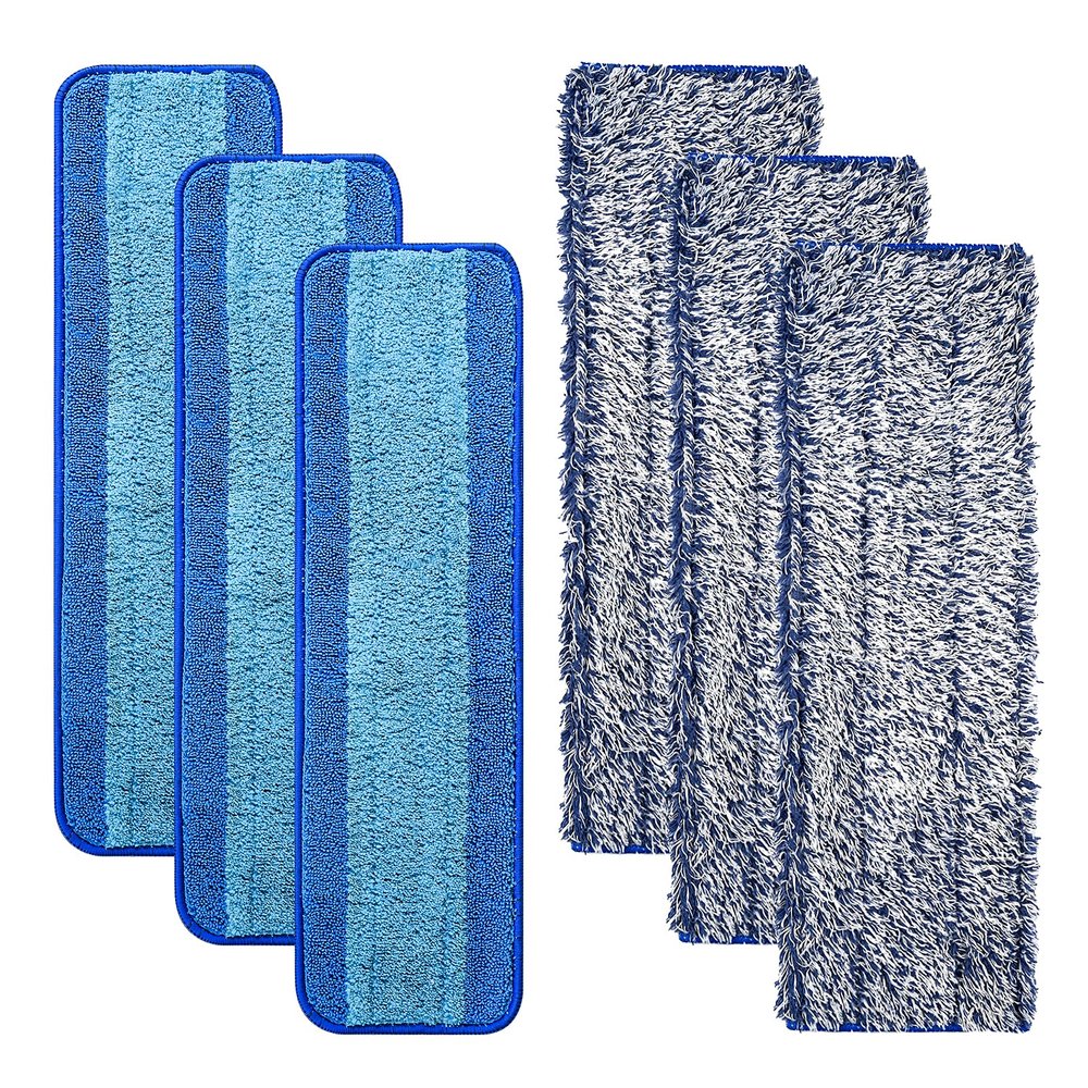 6 Pack Mop Pads for Bona Family of Mops, 3 Microfiber Cleaning Pad + 3 Microfiber Dusting Pad, Reusable Mop Refill Replacement Head for Dry and Wet Floor Cleaning