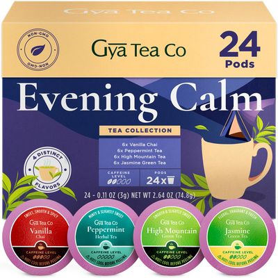 Gya Tea Co Evening Calm Tea Pod Collection Gift Set (24 Count) - Different Flavors Assorted Variety Pack