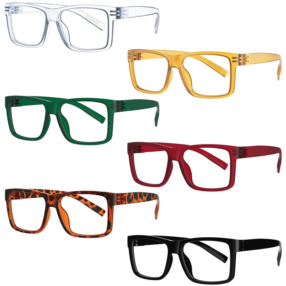 Eyekepper Metalless Reading Glasses with Screwless Spring Hinges 6 Pack Oversize Readers for Wide Face +3.75