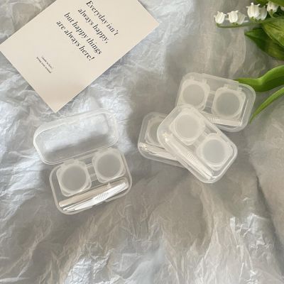 BEDARTIST 5 Pack Portable Contact Lens Cases, Clear Travel Size Eye Contacts Case Box Holder, Contact Lenses Tweezers Remover Tool Kit for Daily Outdoor (Clear)