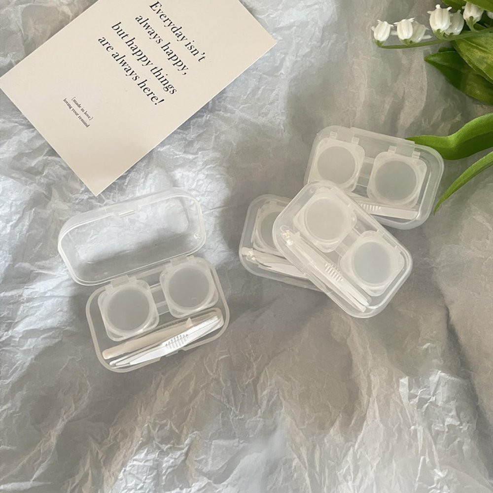 BEDARTIST 5 Pack Portable Contact Lens Cases, Clear Travel Size Eye Contacts Case Box Holder, Contact Lenses Tweezers Remover Tool Kit for Daily Outdoor (Clear)