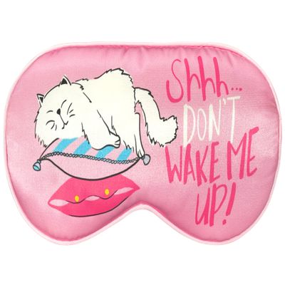 ANTI BASIC Funny Silk Sleep Masks with Adjustable Strap, Comfortable and Soft Eye Masks Gift for Women (White cat) 