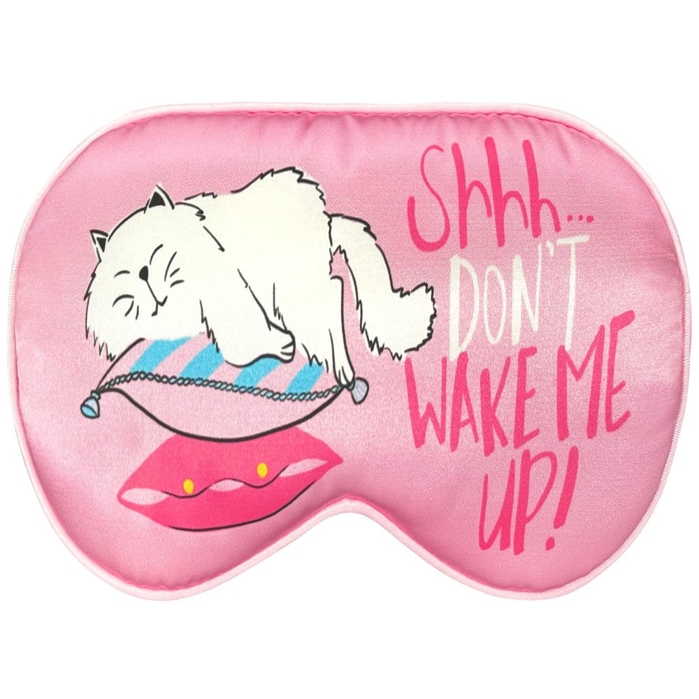 ANTI BASIC Funny Silk Sleep Masks with Adjustable Strap, Comfortable and Soft Eye Masks Gift for Women (White cat)