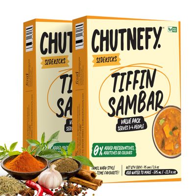 Chutnefy Sambar - 2.64 Ounce | Delicious & Ready-to-Eat | 5-Second Instant Chutney | No Preservatives or Additives