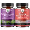 Bundle of Perimenopause Supplement for Women -Multibenefit Menopause Relief for Women 120ct and Pure Biotin Pills for Women Men - Stop Hair Loss Thinning Natural Supplement for Shiny Thick Hair Growth view 1