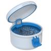 BVN Leak-Proof Denture Bath Cup for Travel, Denture Cup for Soak Dentures, Retainer Cleaning Case with Strainer (White + Blue) view 1