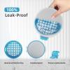 BVN Leak-Proof Denture Bath Cup for Travel, Denture Cup for Soak Dentures, Retainer Cleaning Case with Strainer (White + Blue) view 3