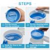 BVN Leak-Proof Denture Bath Cup for Travel, Denture Cup for Soak Dentures, Retainer Cleaning Case with Strainer (White + Blue) view 4