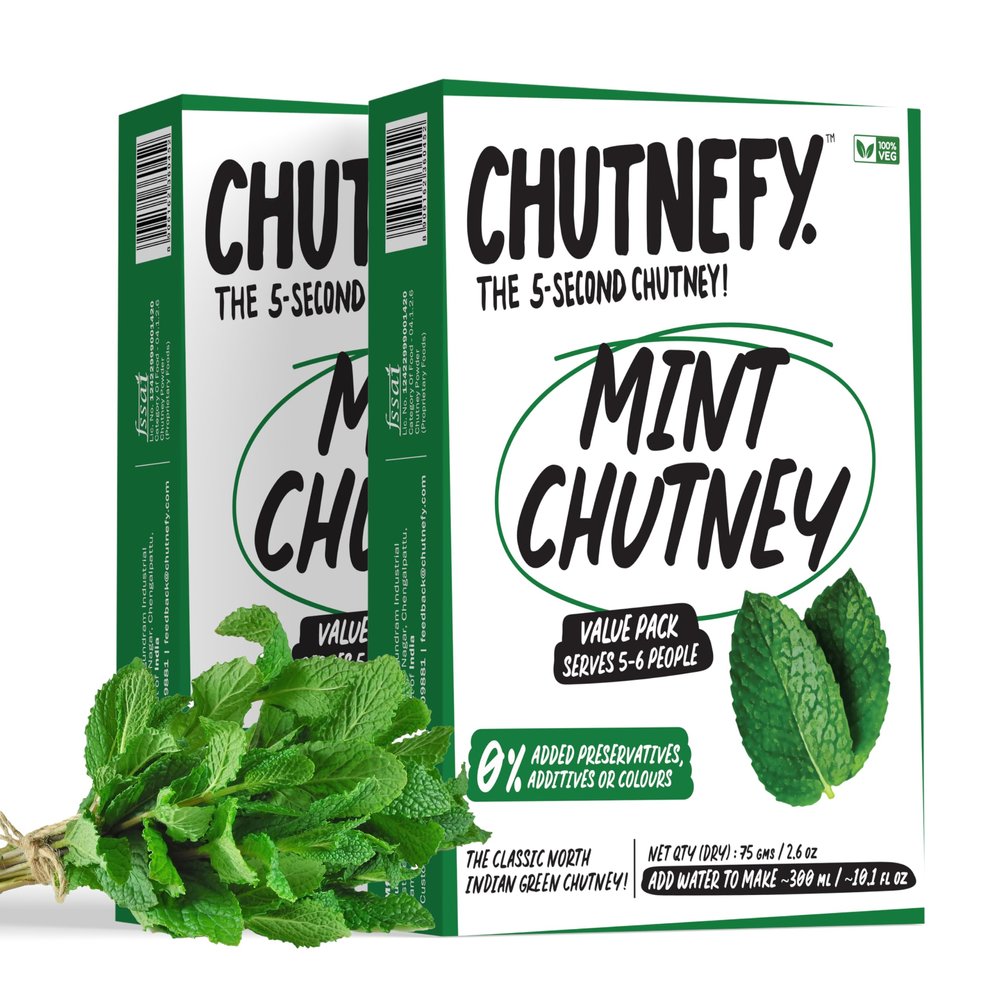 Chutnefy - Mint Chutney - 2.64 Ounces | Delicious & Ready-to-Eat | 5-Second Instant Chutney | No Preservatives or Additives