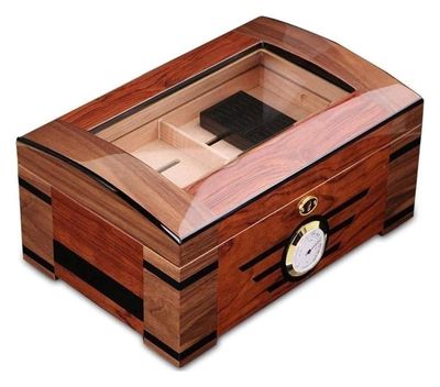 Cigar Humidor Humidor Desktop Humidor with Tempered Glasstop, Cedar Divider, and Ring Glass Hygrometer