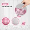 BVN Leak-Proof Denture Bath Cup for Travel, Denture Cup for Soak Dentures, Retainer Cleaning Case with Strainer (White + Pink) view 3