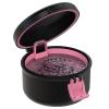 BVN Leak-Proof Denture Bath Cup for Travel, Denture Cup for Soak Dentures, Retainer Cleaning Case with Strainer (Black + Pink) view 1
