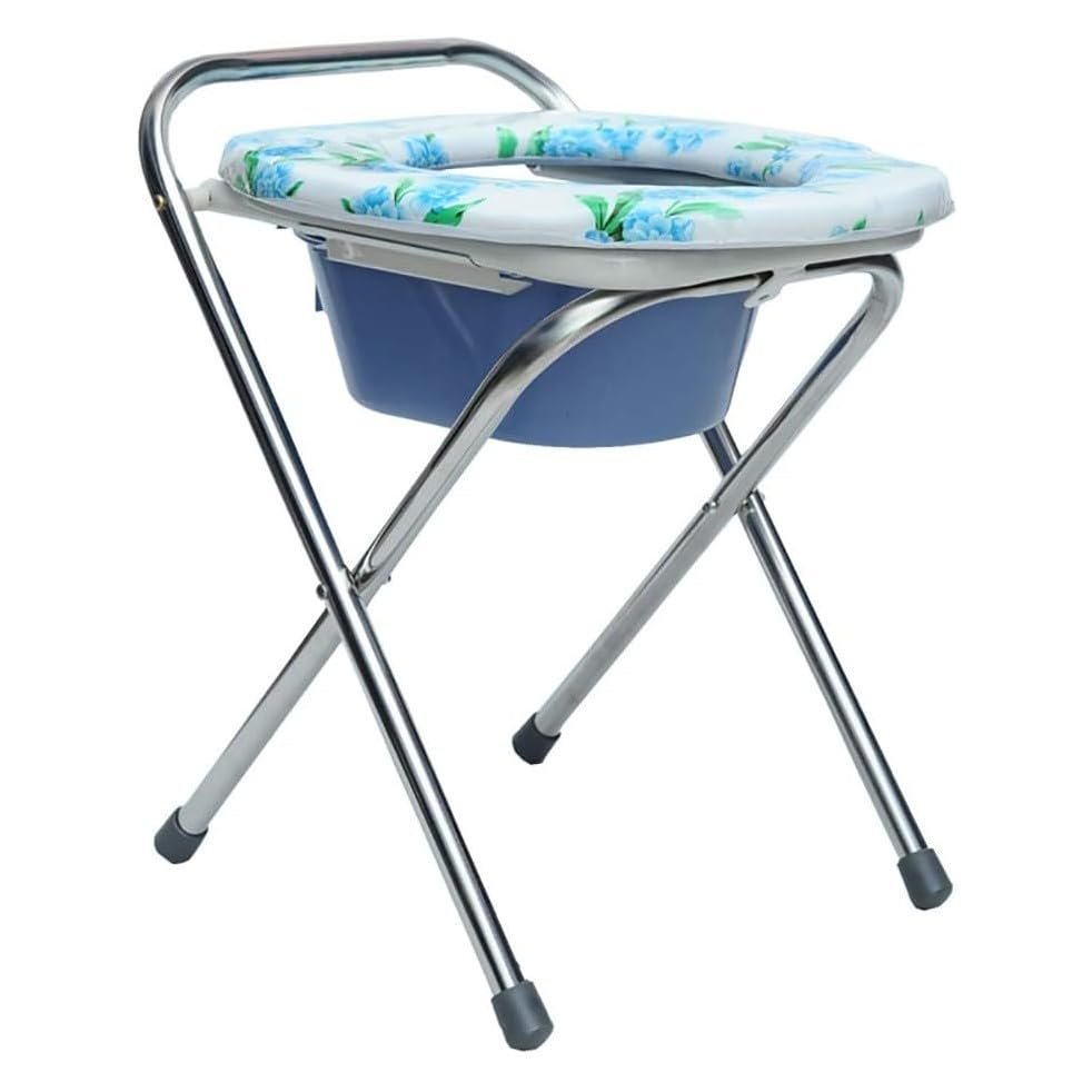 UNbit Commode Toilet Chair Bedside Toilet Bedside Commodes with Bucket,Folding Folding Toilet Stool - Comfort Chair Perfect for Camping, Hiking, Trips, Construction Sites WEWYQSJXBXF-4328, size