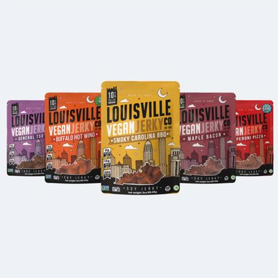 Louisville Vegan Jerky Co. Limited Variety Bundle Vegan Jerky 3 oz. 5 pack (Smoky Carolina BBQ, Buffalo Hot Wing, Maple Bacon, Smoked Black Pepper, General Tso)