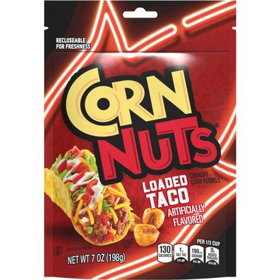 CORN NUTS Loaded Taco Flavored Corn Kernels, Crunchy Corn Snacks, Snack Box, Variety Packs, Food for Adults, 7oz. (Pack of 12)