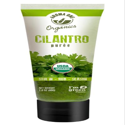 Aroma One Organics Cilantro Puree Paste Organic Herb Concentrate for Cooking, Seasoning & Sauces Fresh Flavor Enhancer, Non-GMO, Gluten-Free, Vegan Easy Squeeze Tube 80 g (1-Pack)