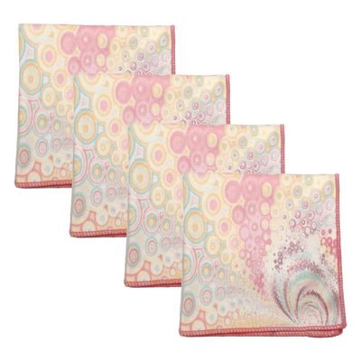 Calabria 4 Pack Microfiber Cleaning Cloth Pink Yellow Blue Circles Cleans Eyeglasses Lens TV Phone Screens Camera Sunglasses