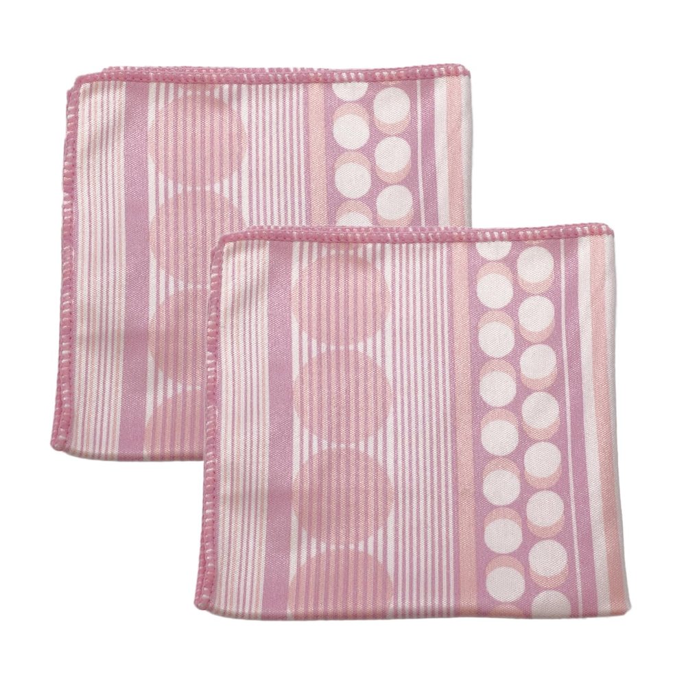 Calabria 2 Pack Microfiber Cleaning Cloth Pink Purple Lines Cleans Eyeglasses Lens TV Phone Screen Camera Sunglasses Glasses