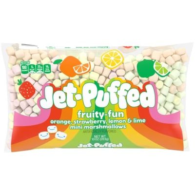 Jet-Puffed Fruity Fun Mallow | 2-Pack | Orange, Strawberry, Lemon and Lime Miniture Marshmallows | 10 Ounce Bag | By GreenZep