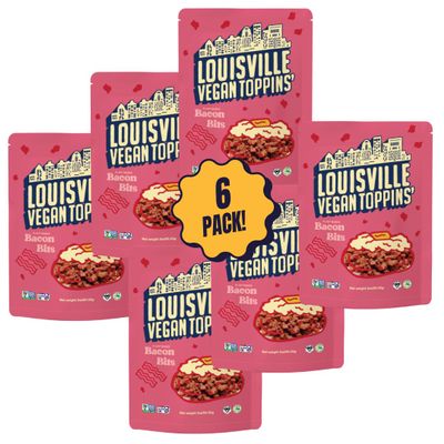 Louisville Vegan Jerky  Toppins Bacon Bits, Vegetarian and Vegan Meat - Non-GMO Soy Protein, Gluten-Free High Protein Vegan Snacks (3 oz, 6 - pack)