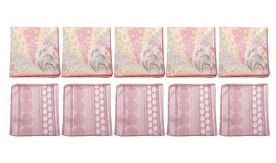 Calabria 10 Pack Microfiber Cleaning Cloth Pink Purple Lines/Pink Yellow Circles Cleans Eyeglass Lens TV Phone Screen Camera