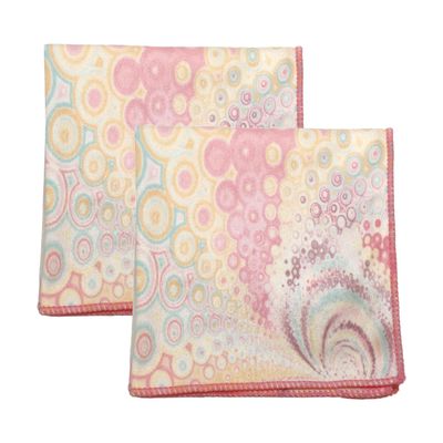 Calabria 2 Pack Microfiber Cleaning Cloth Pink Yellow Blue Circles Cleans Eyeglasses Lens TV Phone Screens Camera Sunglasses