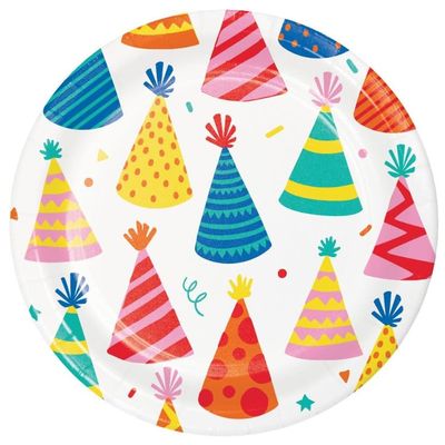Creative Converting Hats Off Birthday Hats Dessert Plates, 8 Count