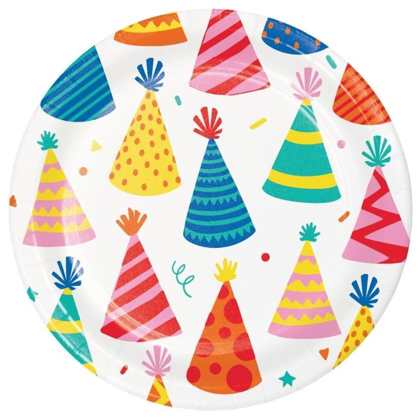 Creative Converting Hats Off Birthday Hats Dessert Plates, 8 Count
