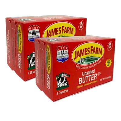 Generic James Farm Sweet Cream Unsalted Butter - 1 Lb (4 Quarters)= Pack of 2