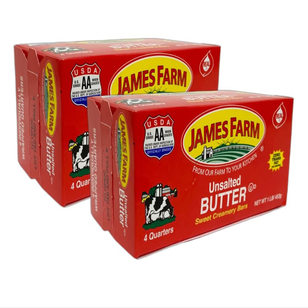 Generic James Farm Sweet Cream Unsalted Butter - 1 Lb (4 Quarters)= Pack of 2