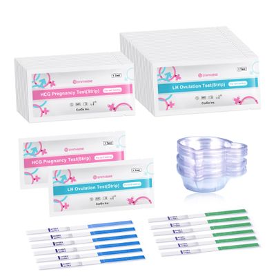 SYNTHGENE Ovulation Test Strips, LH 40 HCG 15 Ovulation and Pregnancy Tests, 40 Ovulation Tests and 15 Pregnancy Tests with 55 Urine Cups, Detect Early Pregnancy and Accurately Track Ovulation