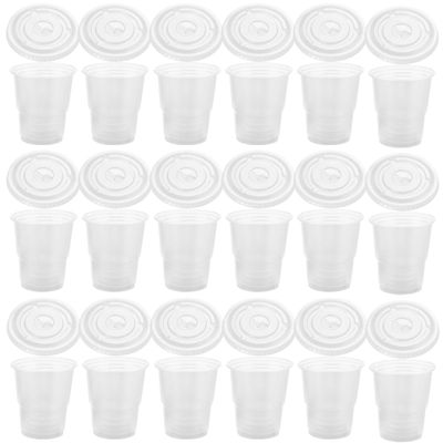 FOMIYES 50sets Party Beverage Cups Slushy Mugs Lids Disposable Cups for Juice Iced Tea Milk Water for Summer Events