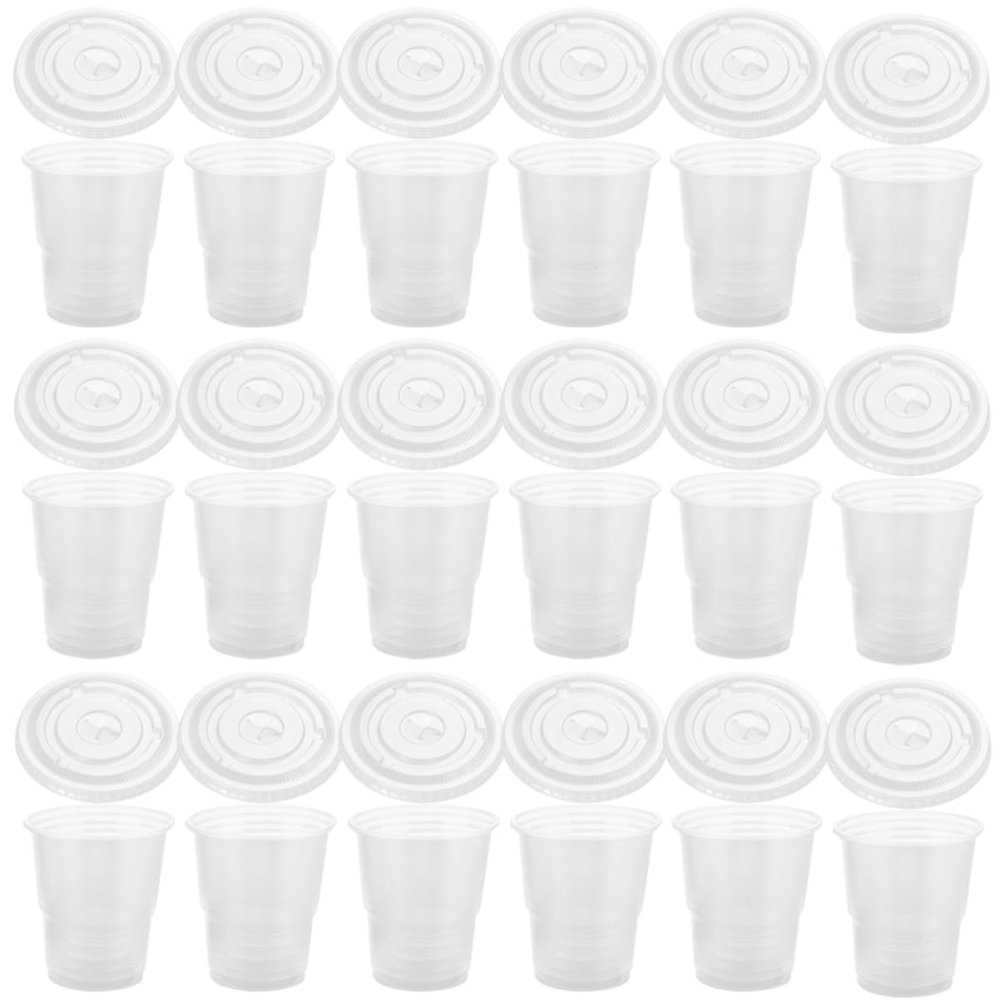 FOMIYES 50sets Party Beverage Cups Slushy Mugs Lids Disposable Cups for Juice Iced Tea Milk Water for Summer Events