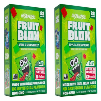 Good Times Fulfillment Fruit Blox - Apple & Strawberry Gummy Snacks - 2-Pack. Plus GTF Sticker & Starlight Mint