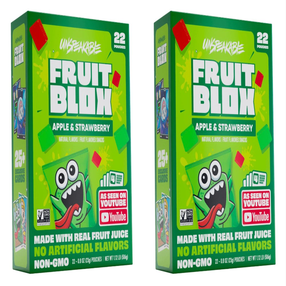 Good Times Fulfillment Fruit Blox - Apple & Strawberry Gummy Snacks - 2-Pack. Plus GTF Sticker & Starlight Mint