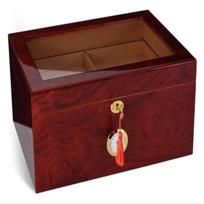 TiStm Cigar Humidor Humidor Cigar Case Spanish Cedar Wood Cigar Humidor Glass Top Storage Humidor Cigar Display Box 100-125pcs Cigar Approx