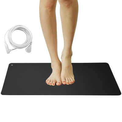 Grounding Mat PU Leather Grounded Mat for Feet Bed Desk,Earth Connected Pad for Therapy Relief with 15ft Cord (11.8x27.5 Inch)