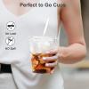 Dealusy 100 Pack - 16 oz Clear Plastic Cups with Lids and Straws, Sturdy & Food Safe Iced Coffee Cups with lids, Disposable Plastic Smoothie Cups for Cold Drinks view 4