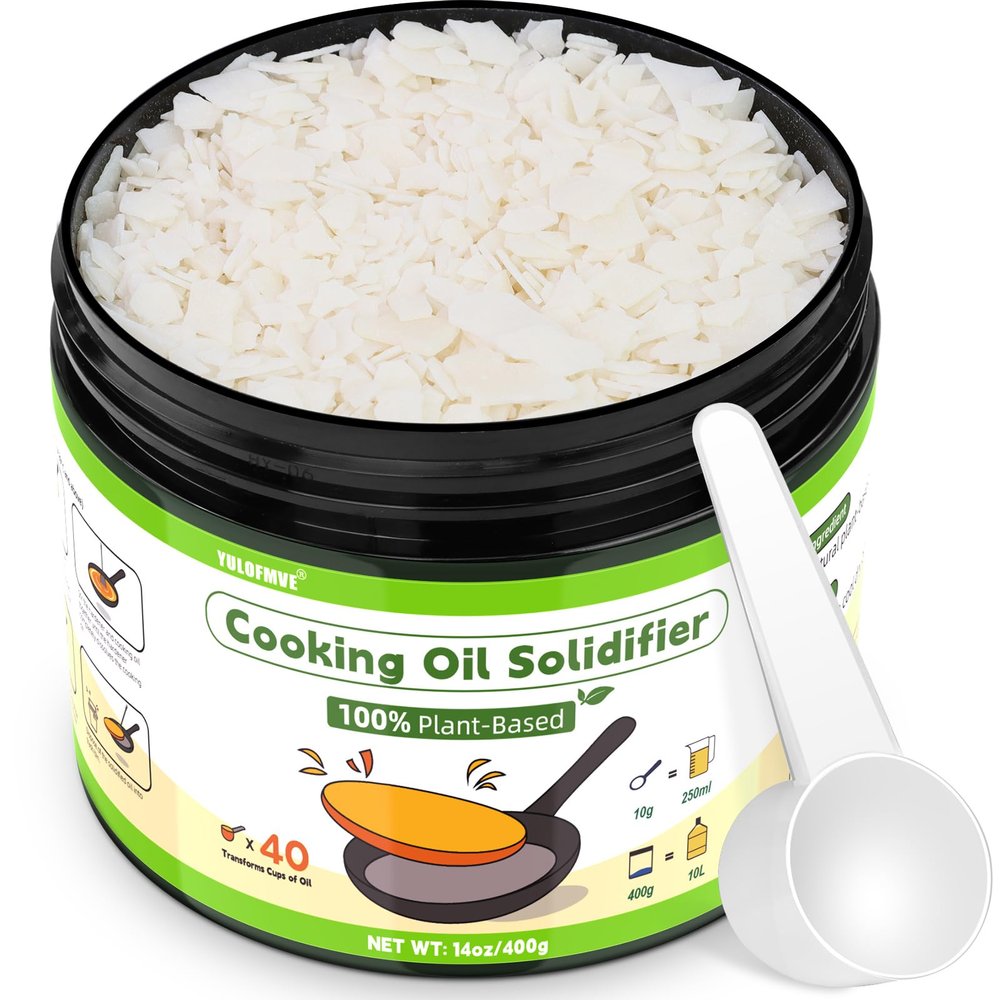 YULOFMVE Cooking Oil Solidifier, Solidifies Up to 40 Cups from Mess, 100% Plant-Based Used Oil Solidifying Powder, Grease Hardener Disposal for Kitchen