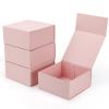 Ditwis 4 Pack 8x8x4 Inches Gift Boxes with Magnetic Closure Lids, Pink Magnetic Box for Wedding, Groomsmen Bridesmaid Proposal, Birthdays, Mother's Day view 1