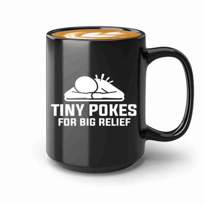 Luxe Gifting Acupuncture Coffee Mug 15oz Black -Tiny pokes for - Chiropractors Physical Therapists Physician Assistants Naturopathic Physicians Massage Therapists.