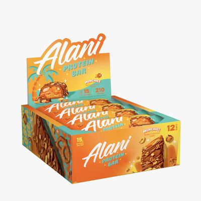 Alani Nu Protein MUNCHIES, High Protein Gluten-Free Bars, 18g Protein, Low-Sugar (6G) Low-Carb Healthy Snacks, 12 Individually Wrapped Bars