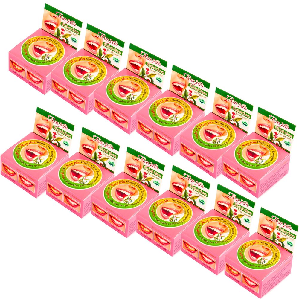12 Pcs. of Ras Yan Herbal Clove Concentrated Toothpaste in Round Box 25 Gram. Original from Thailand.