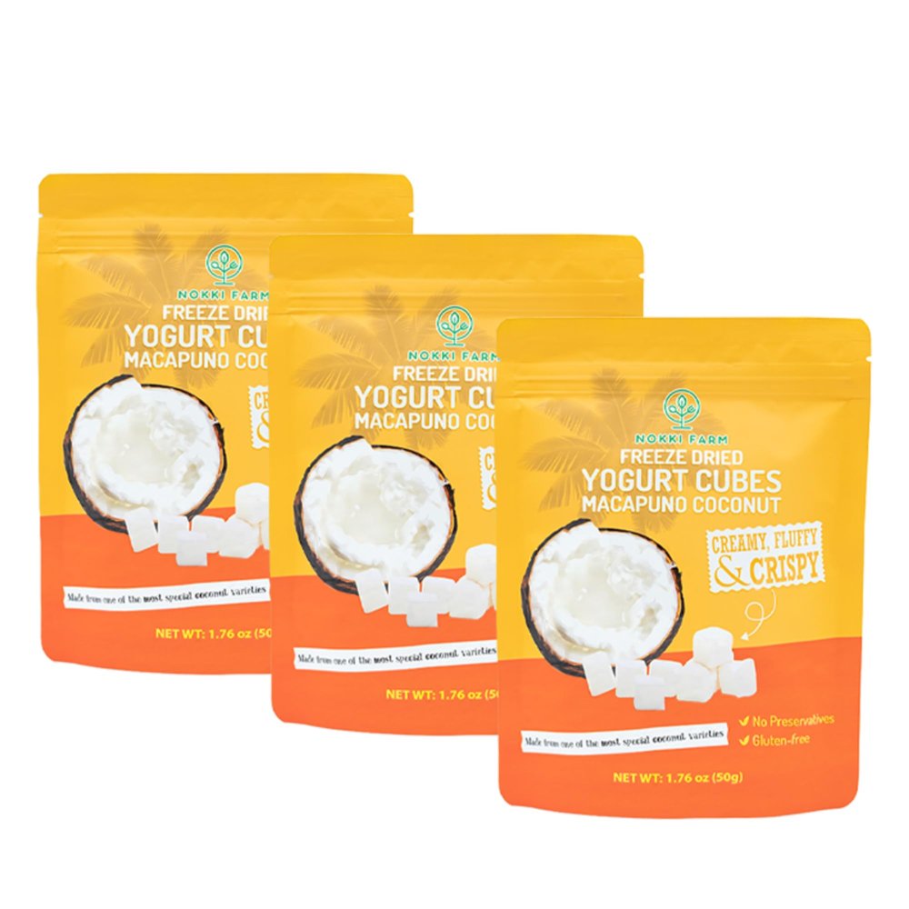 NOKKI FARM Freeze-dried Macapuno Coconut Yogurt Melts 50g | No Artificial Colors | No preservatives | Non GMO | Kids Approved | Healthy | Portable On-The-Go
